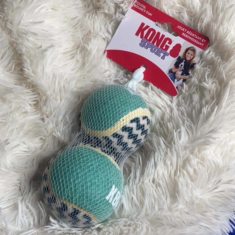 Kong Sport Tough Bouncy Fun Turquoise Jumbo Dog Balls Set of 2